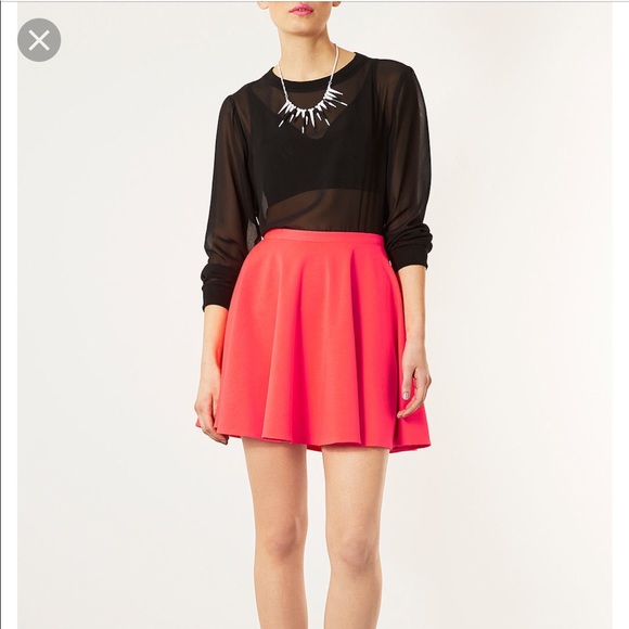 Topshop Dresses & Skirts - Fluro TopShop Pink Skater Skirt Coral